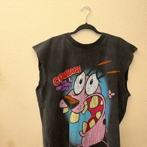 Culture kings- Cartoon Network Courage the Cowardly Dog Black Sleeveless Tee.